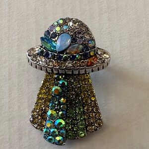 Modern Colorful Rhinestone UFO Brooch
